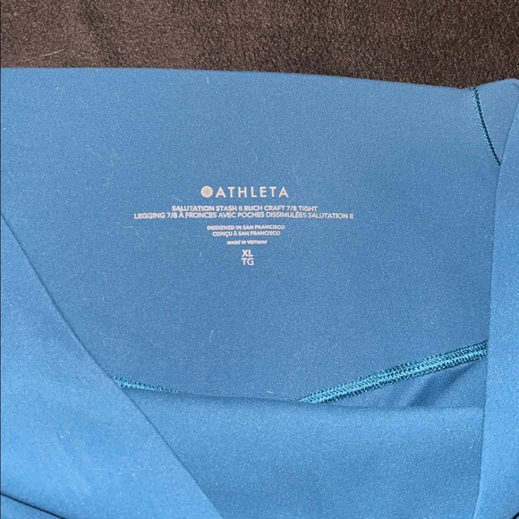 Athleta Salutation Stash II Leggings – Ruch Craft, 7/8, Sardinia Blue, XL, EUC - Picture 6 of 7